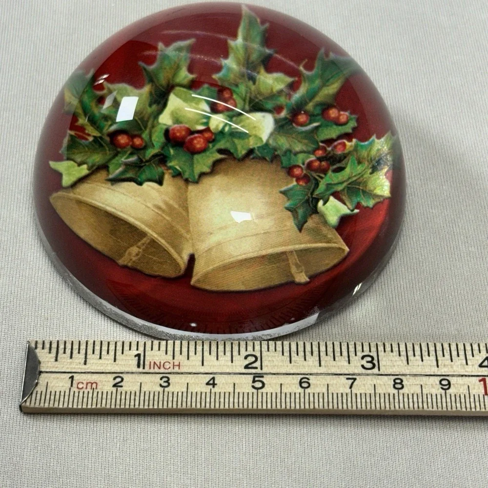 Paperweight Glass Festive themed by John Grossman Domed Christmas‎ Bells